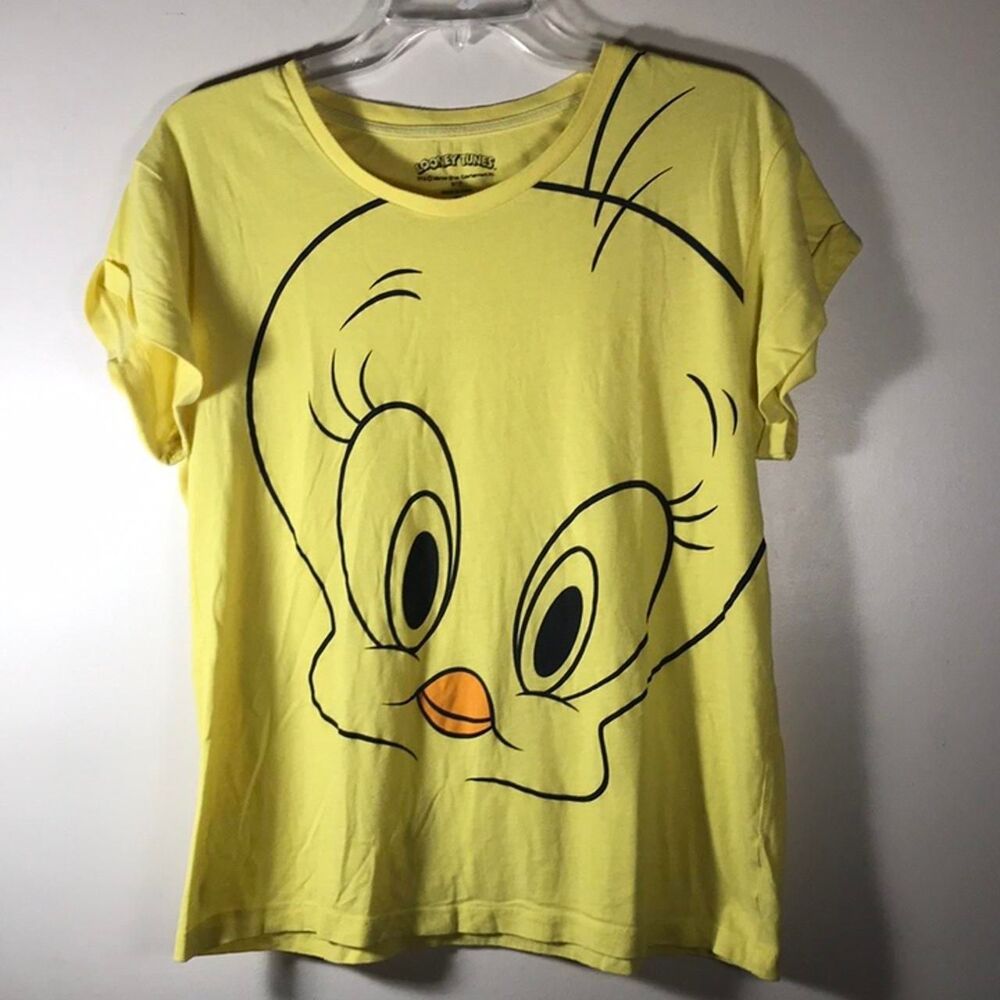 Tweety Face Warner-bros Women's yellow graphic T-shirt L-XL